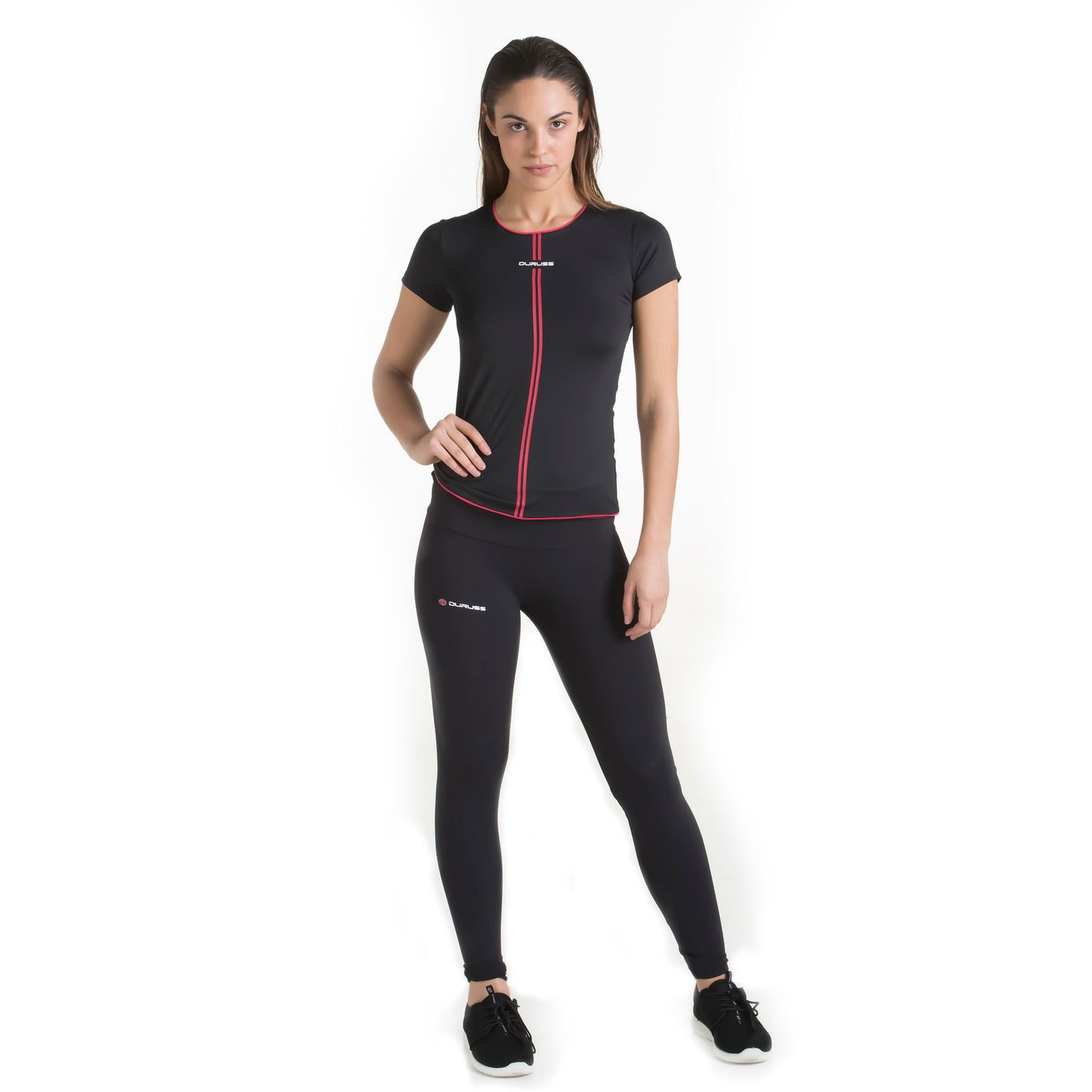 Camiseta Manga Corta Negra + Leggin Largo - Duruss | Go For It!