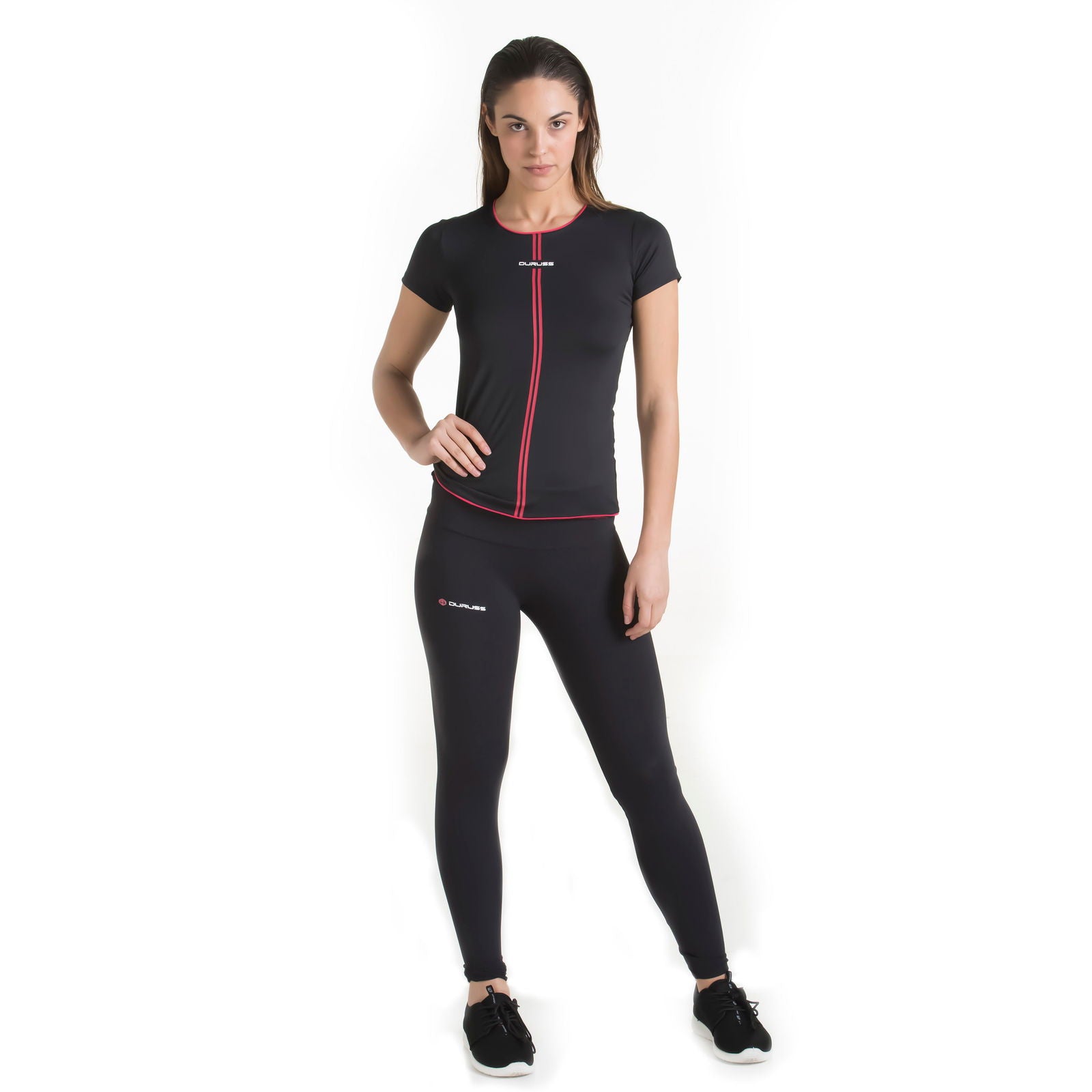 Camiseta Manga Corta Negra + Leggin Largo - Duruss | Go For It!