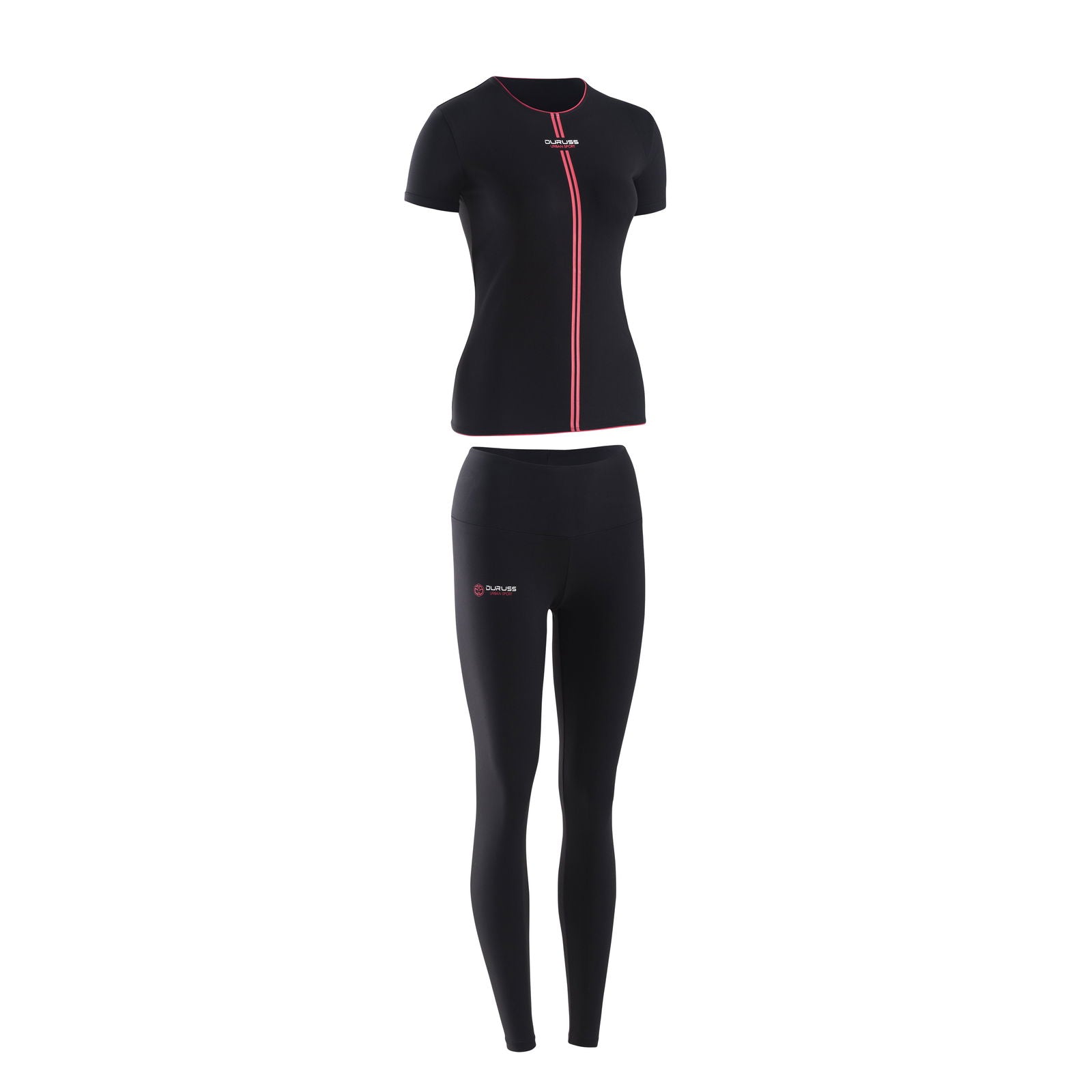 Camiseta Manga Corta Negra + Leggin Largo - Duruss | Go For It!