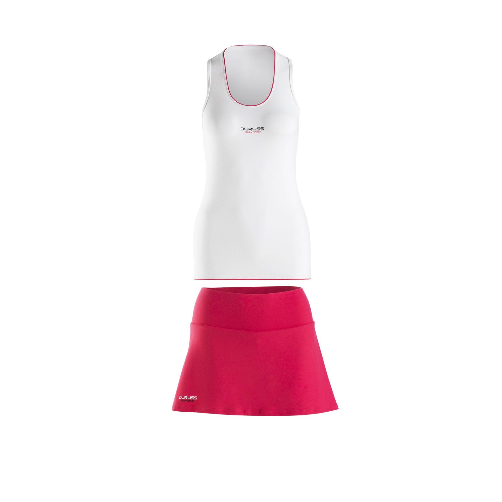 Camiseta Sin Mangas Blanca + Falda Roja - Duruss | Go For It!