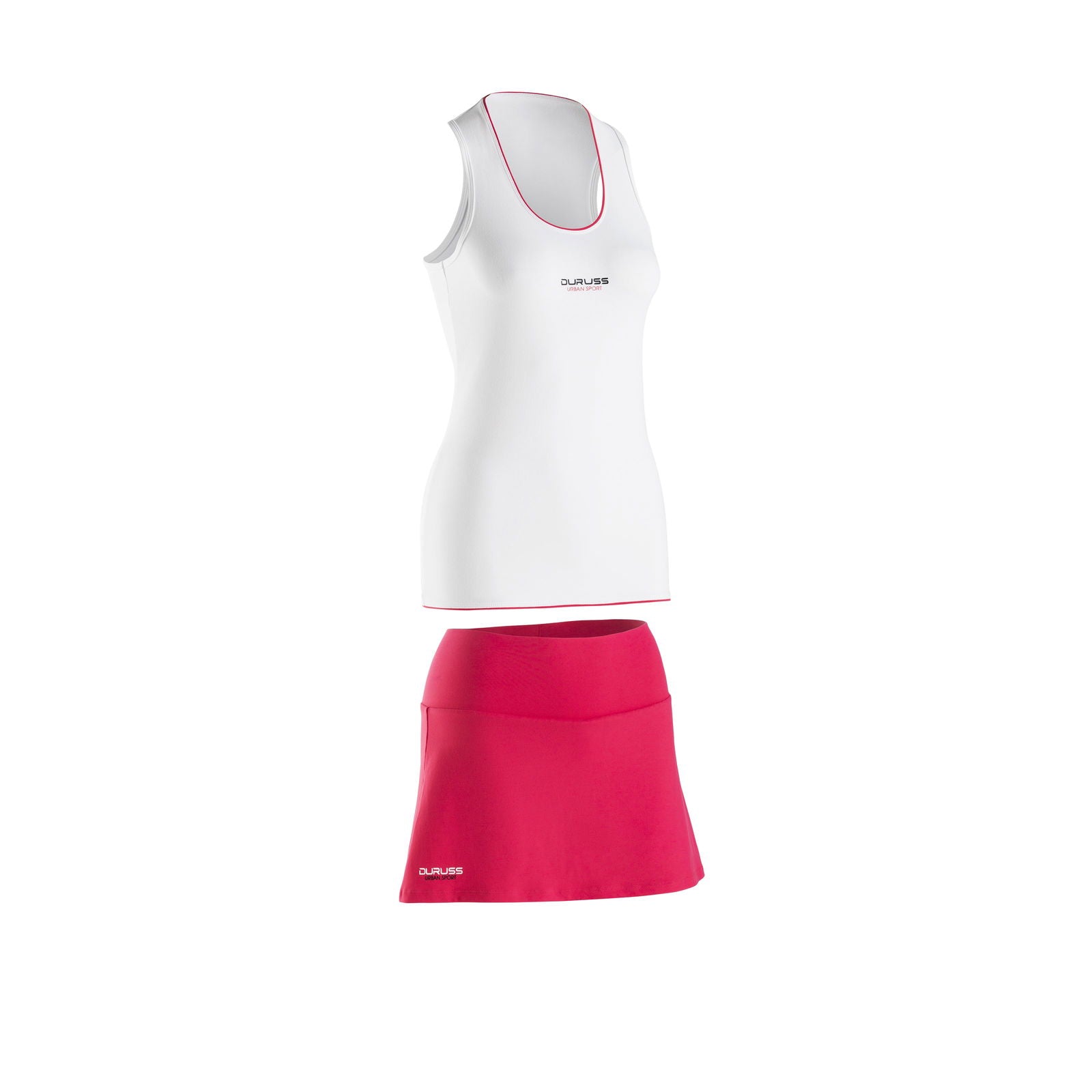 Camiseta Sin Mangas Blanca + Falda Roja - Duruss | Go For It!