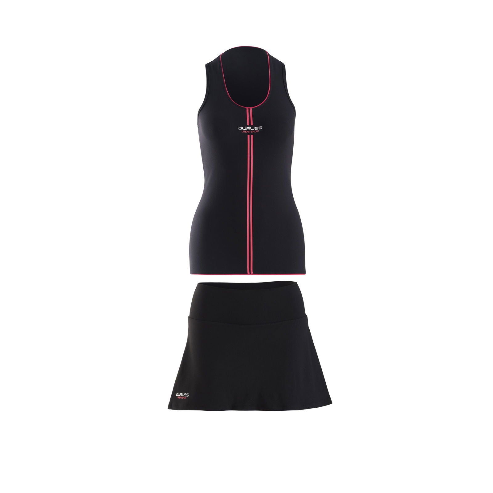 Camiseta Sin Mangas Negra + Falda Negra - Duruss | Go For It!