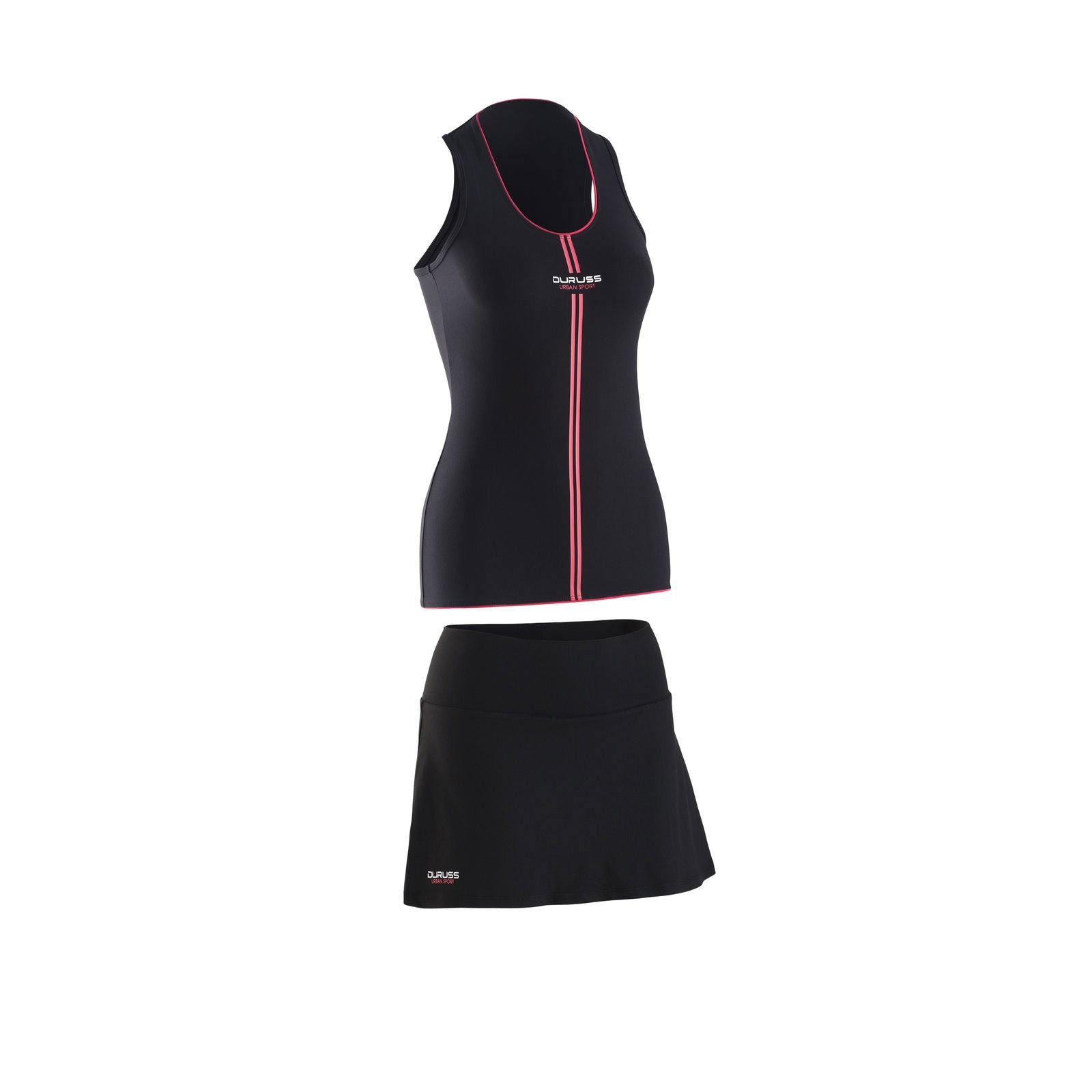 Camiseta Sin Mangas Negra + Falda Negra - Duruss | Go For It!