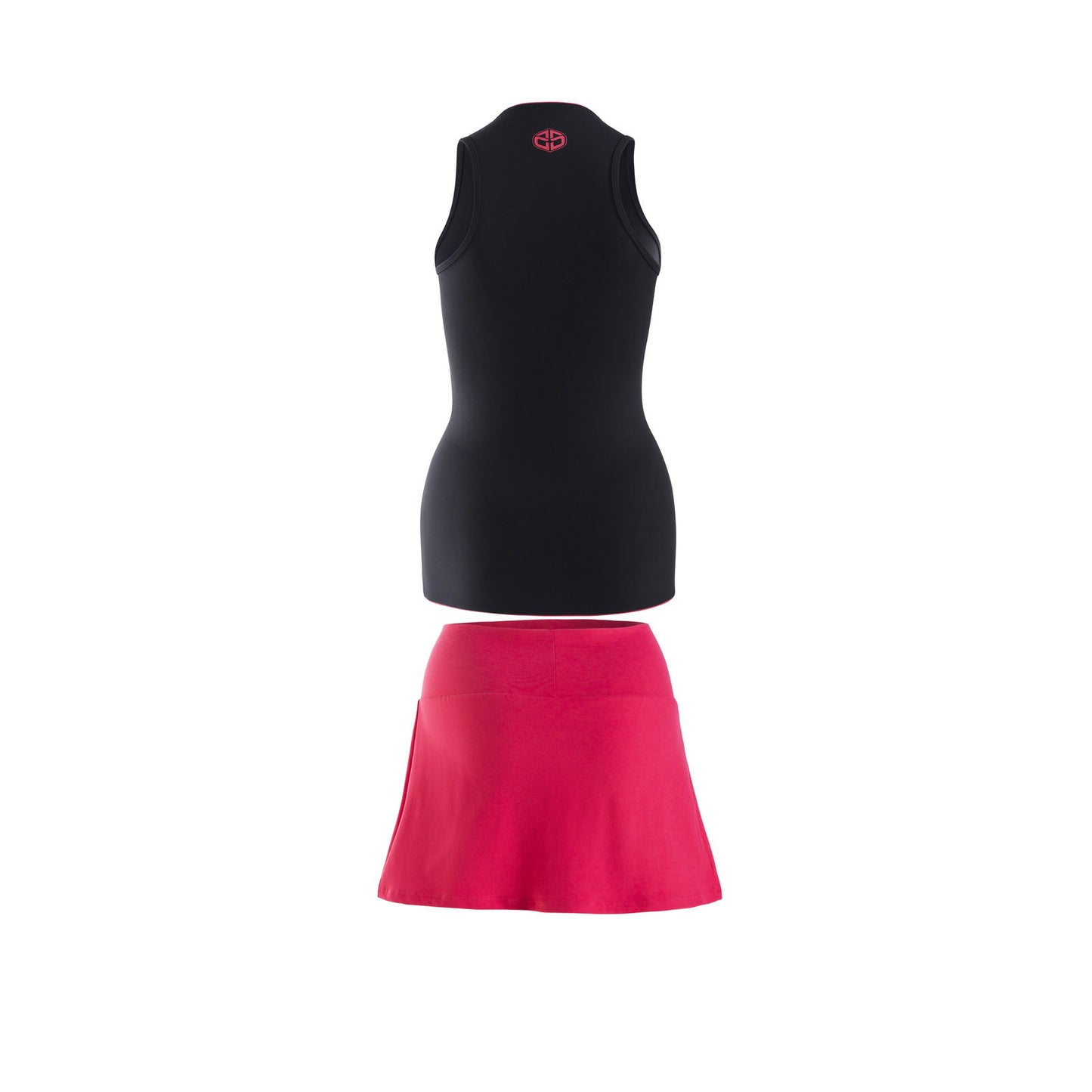Camiseta Sin Mangas Negra + Falda Roja - Duruss | Go For It!