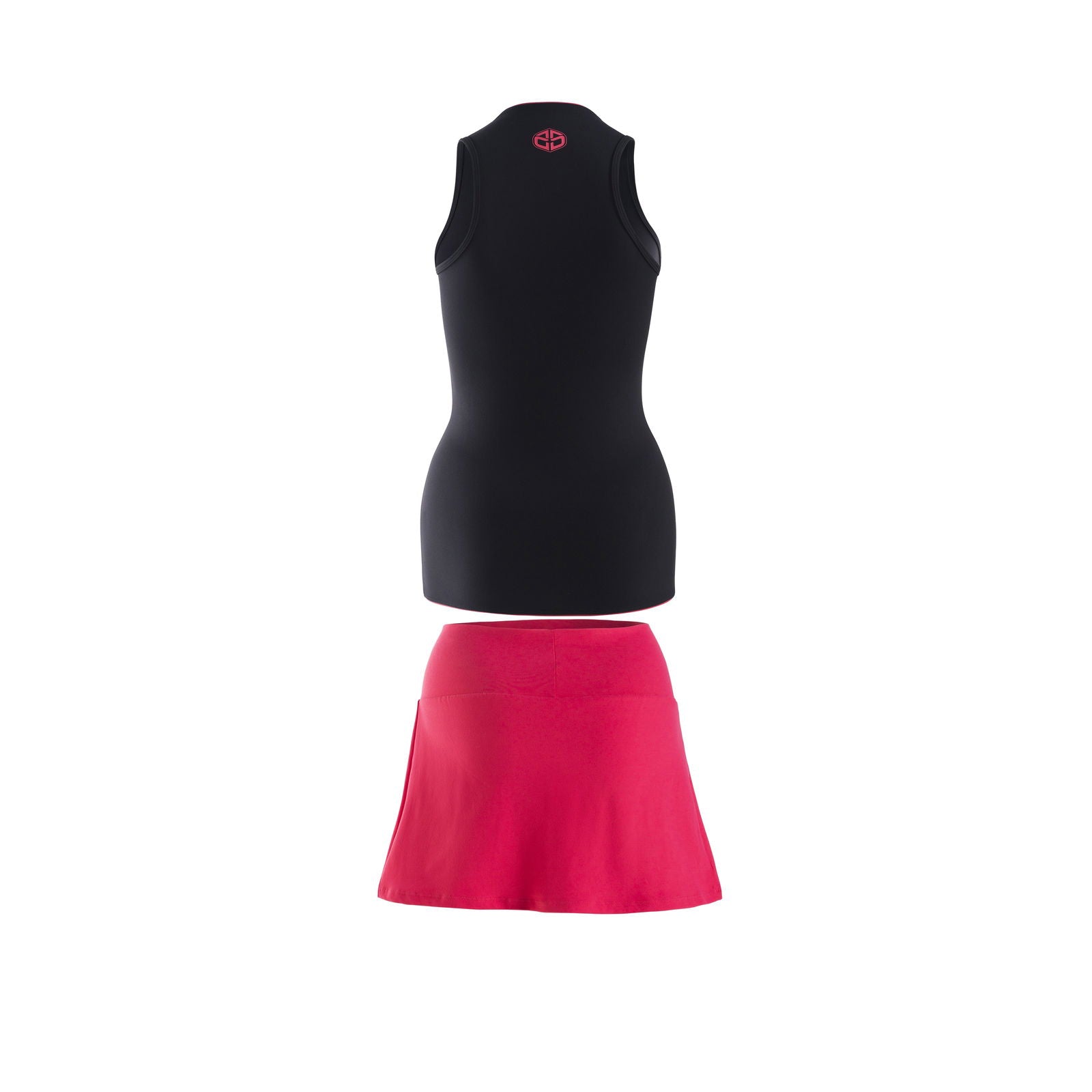 Camiseta Sin Mangas Negra + Falda Roja - Duruss | Go For It!