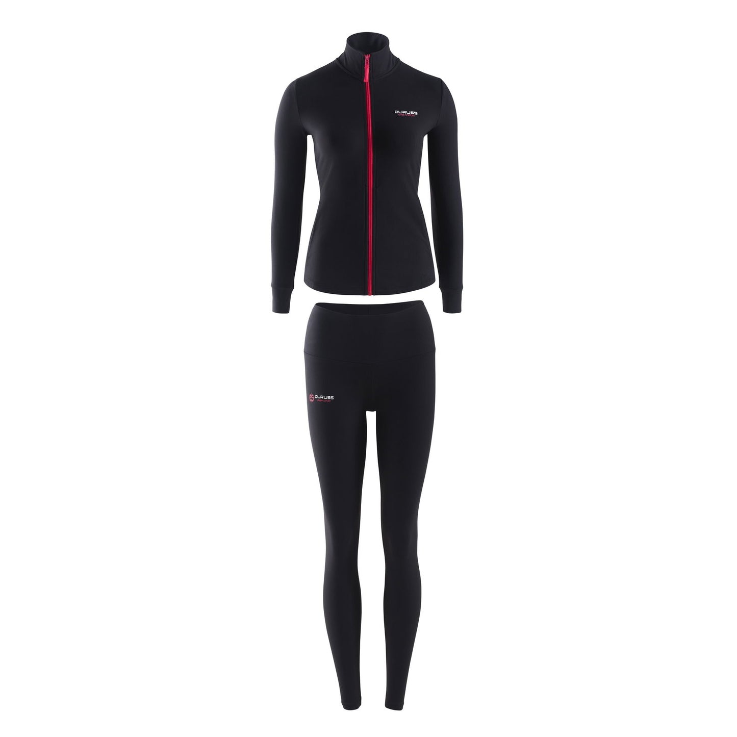 Chaqueta Negra + Camiseta Manga Corta Negra + Leggin Largo - Duruss | Go For It!