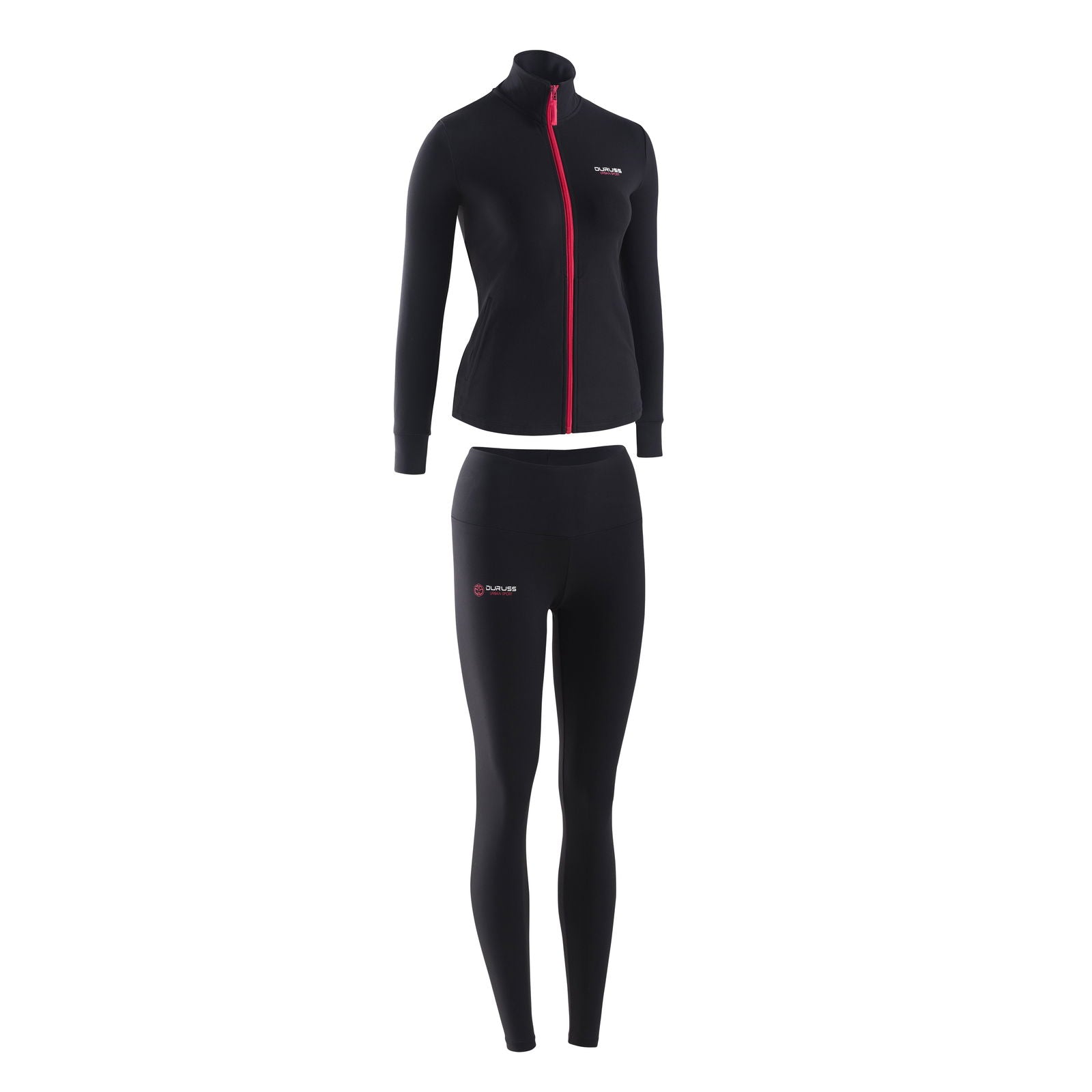 Chaqueta Negra + Camiseta Manga Corta Negra + Leggin Largo - Duruss | Go For It!